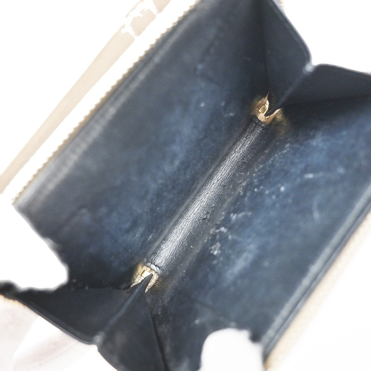SAINT LAURENT YSL Logo Compact Bifold Wallet Leather Beige GHW Italy 38KB109