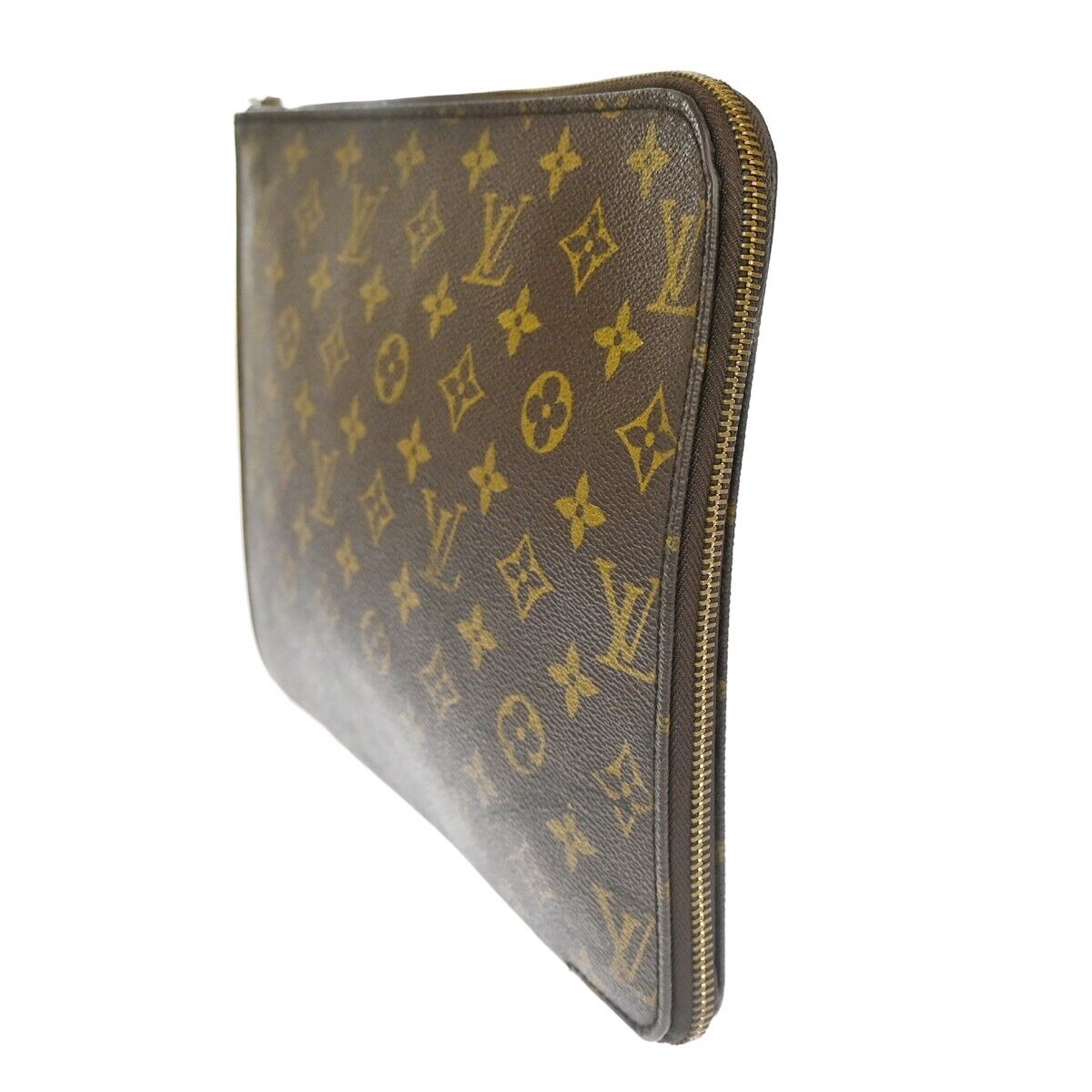 LOUIS VUITTON Poche Documents Clutch Bag Monogram Leather Brown M53457 67EA254