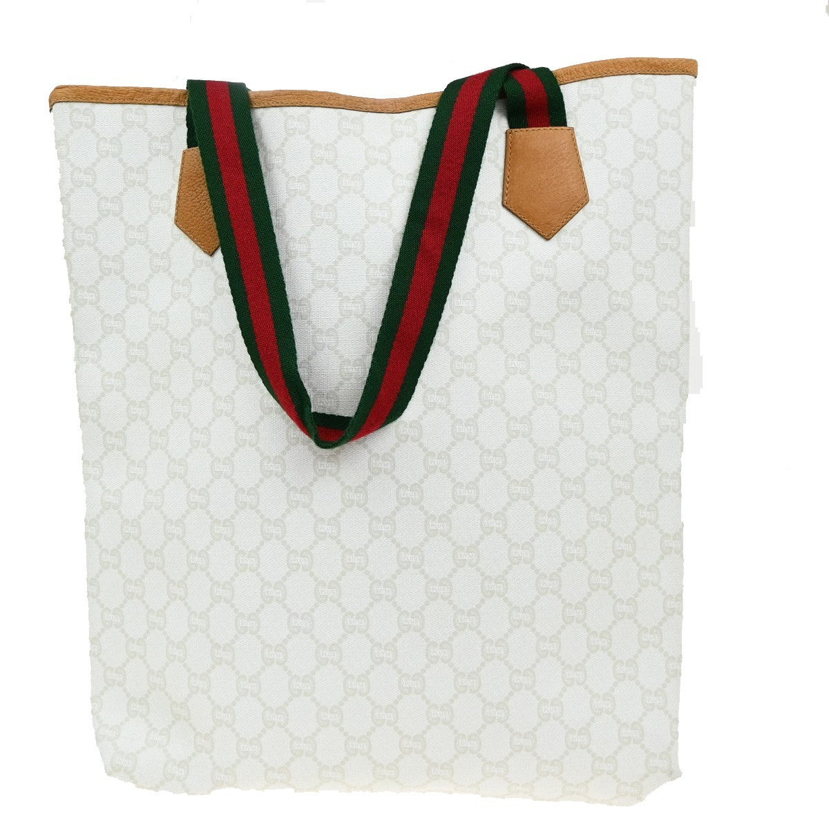 GUCCI PLUS GG Pattern Sherry Shoulder Tote Bag PVC Leather White 62KB304