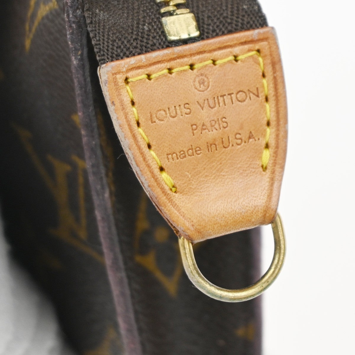 LOUIS VUITTON Logo Bucket GM Pouch Bag Monogram Leather Brown GHW USA 05KC932