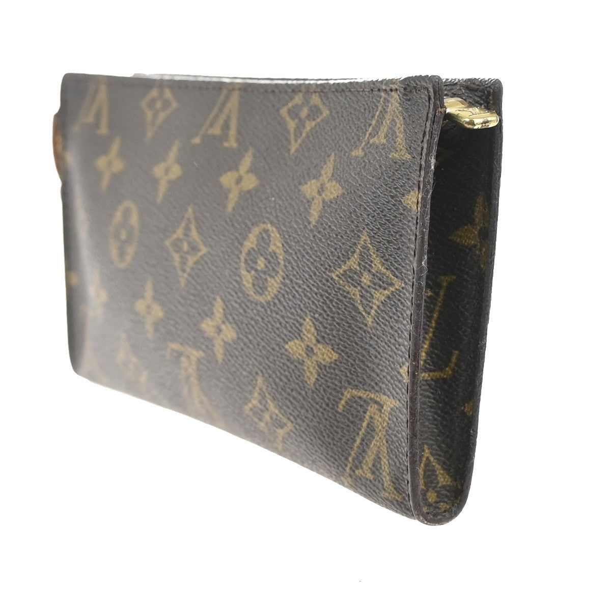 LOUIS VUITTON LV Logo Bucket GM Pouch Bag Monogram Leather Brown GHW 09KP585