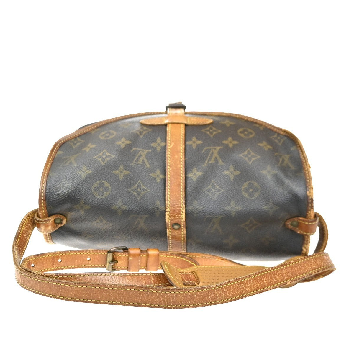 LOUIS VUITTON Logo Saumur 30 Shoulder Bag Monogram Leather Brown M42256 86MA434