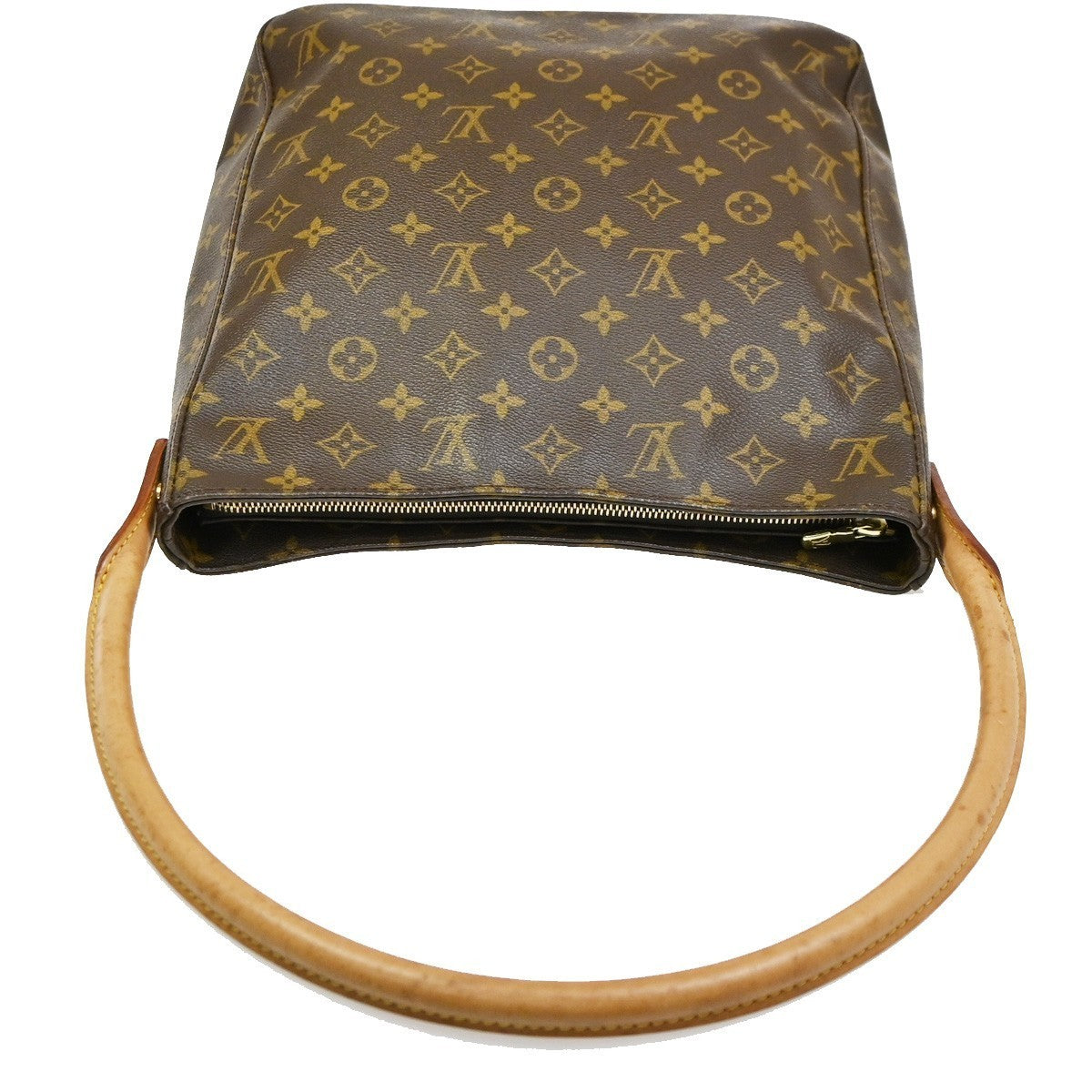 LOUIS VUITTON Logo Looping GM Shoulder Bag Monogram Leather Brown M51145 72CA723