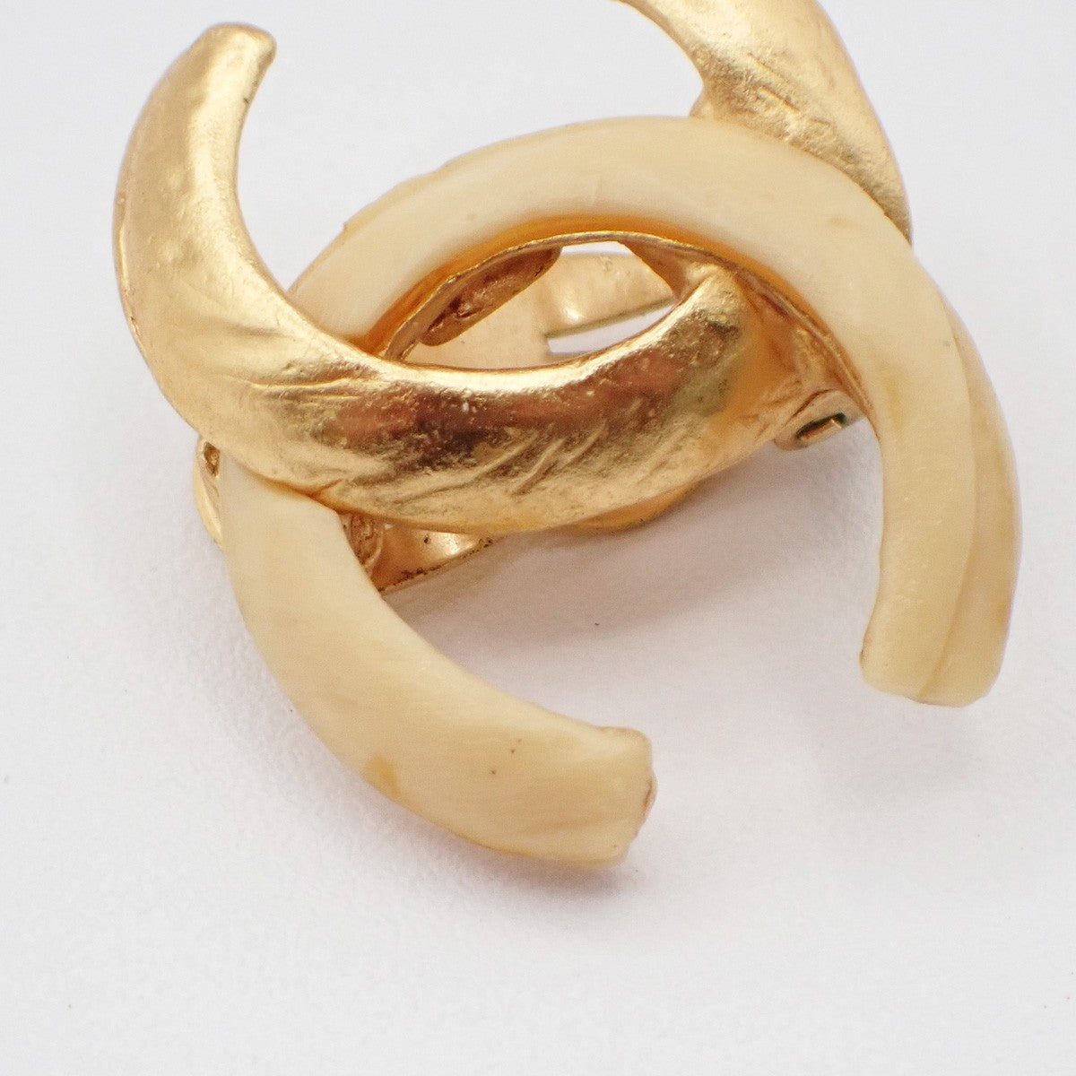 CHANEL CC Logo Round Button Bicolor Clip-On Earrings Gold Tone 00T 76RF764