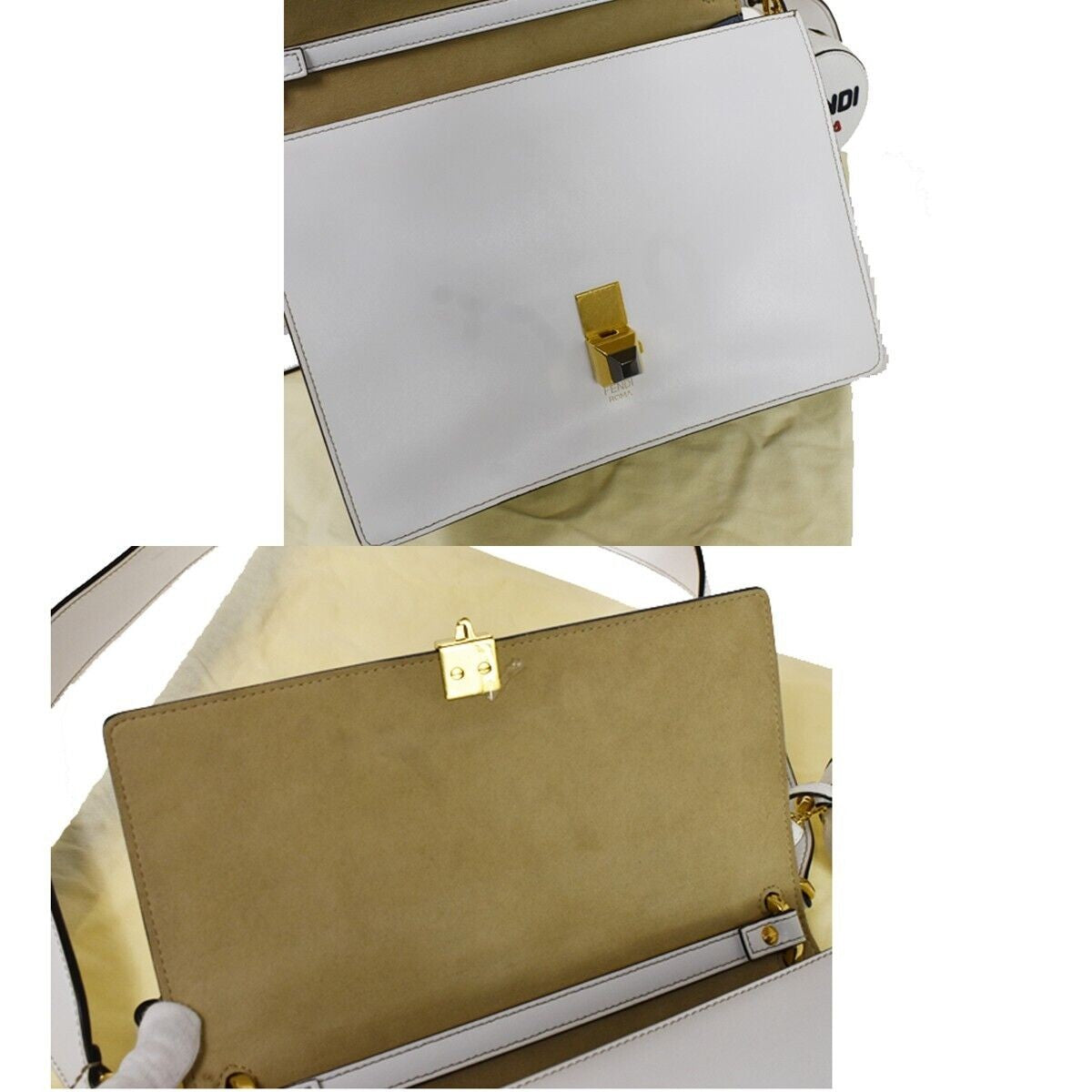 FENDI x FILA Collaboration 2Way Hand Bag Zucca Leather Brown White Blue 661RC614