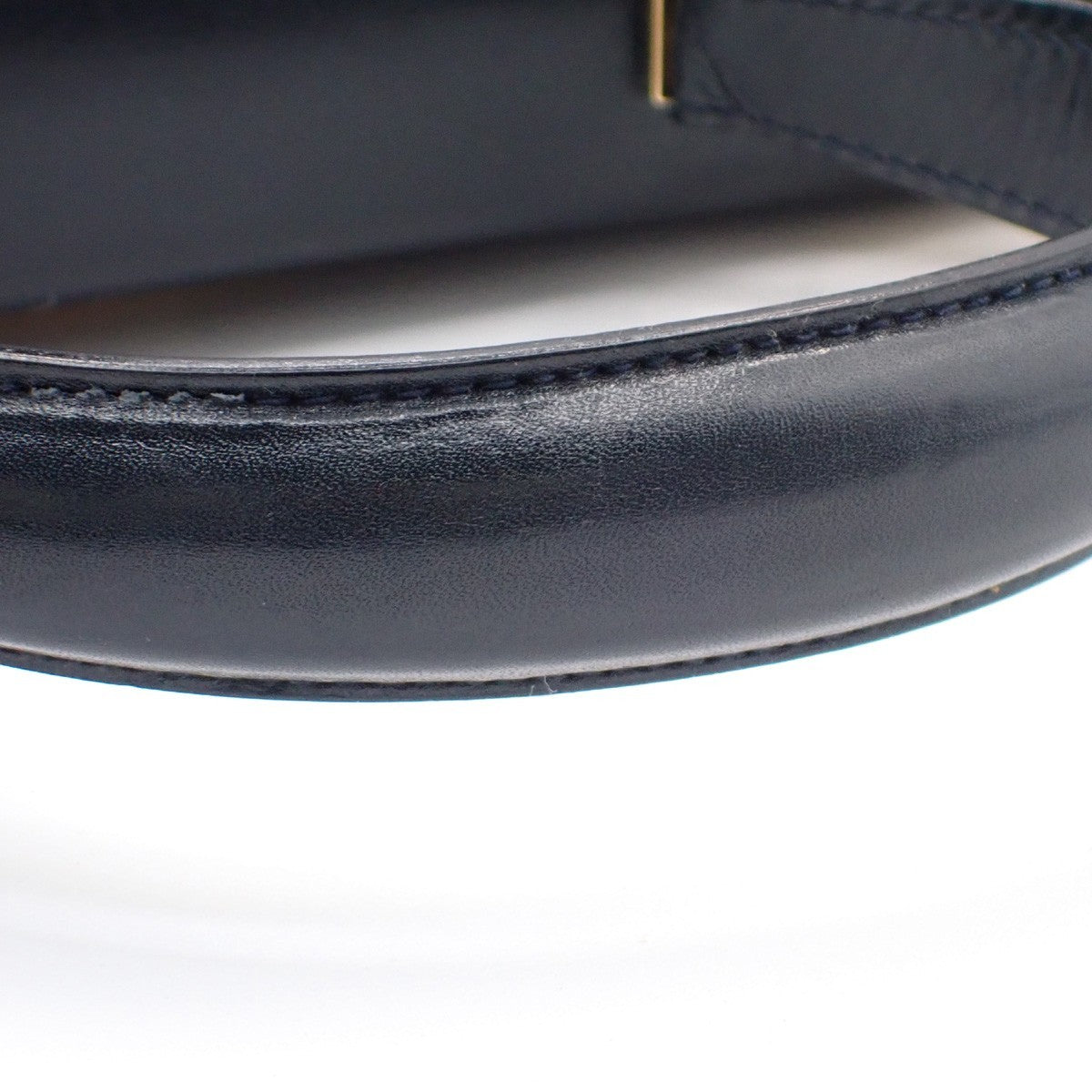 SALVATORE FERRAGAMO Gancini 2Way Shoulder Hand Bag Leather Navy Blue GHW 61AA155