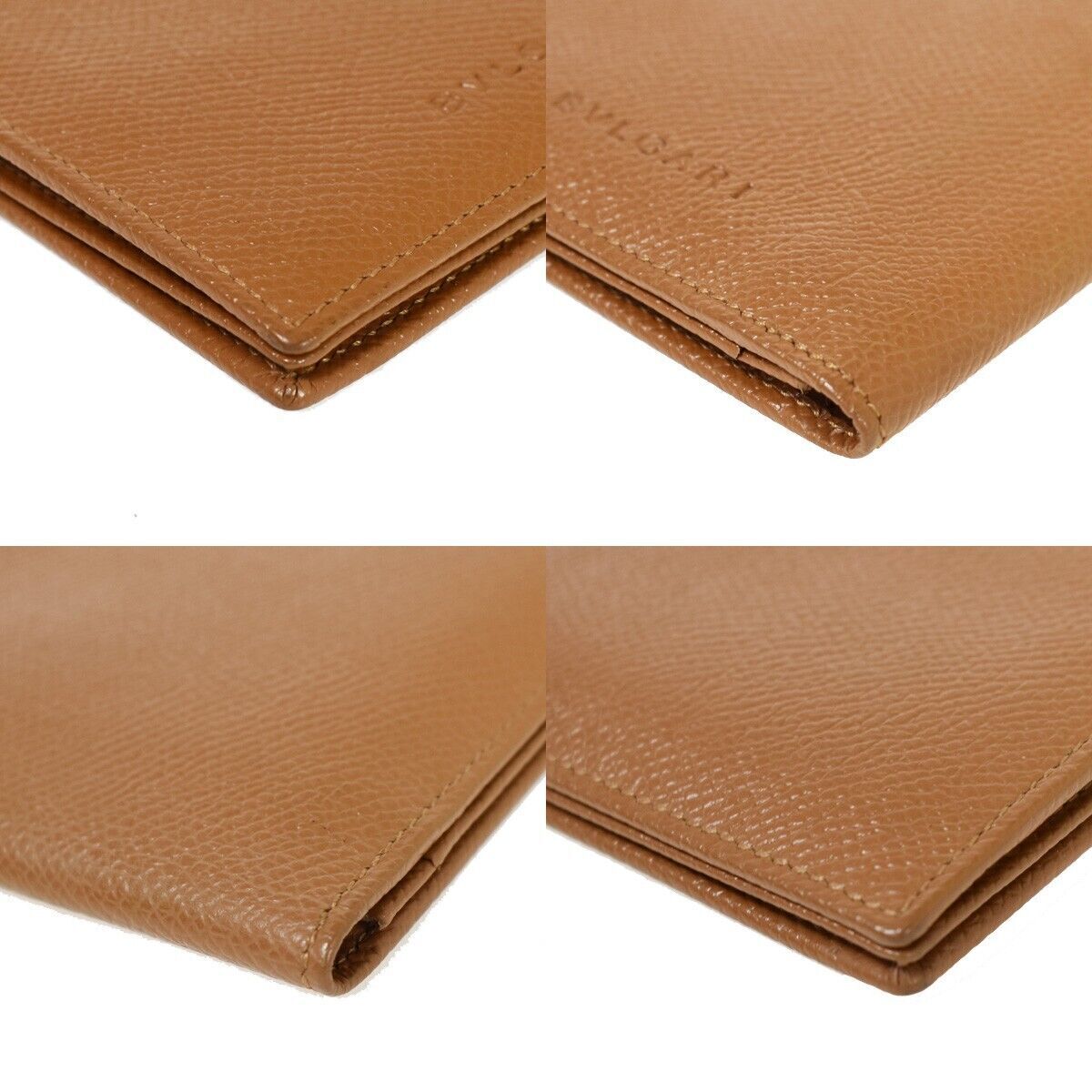 BVLGARI Logo Bifold Long Card Wallet Leather Brown Made In Italy 68AD226