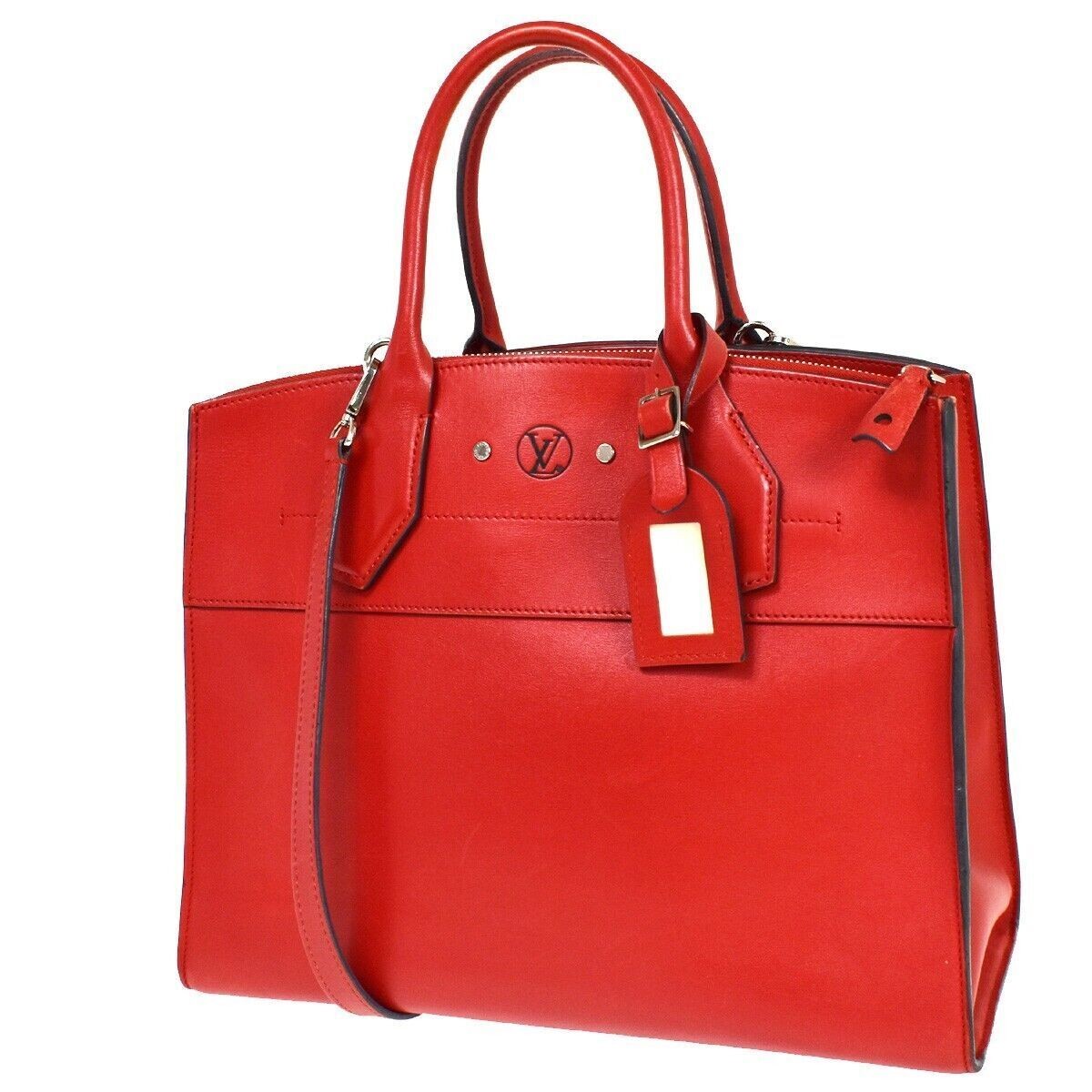 LOUIS VUITTON City Steamer MM 2Way Shoulder Hand Bag Calf Leather Red 686RH107