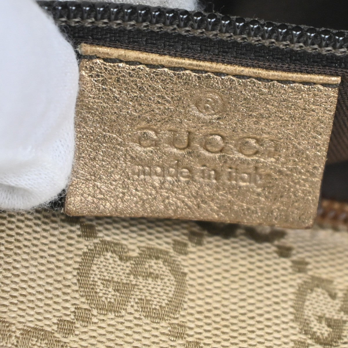 GUCCI Logo GG Pattern Crossbody Shoulder Bag Canvas Leather Beige GHW 67TA694