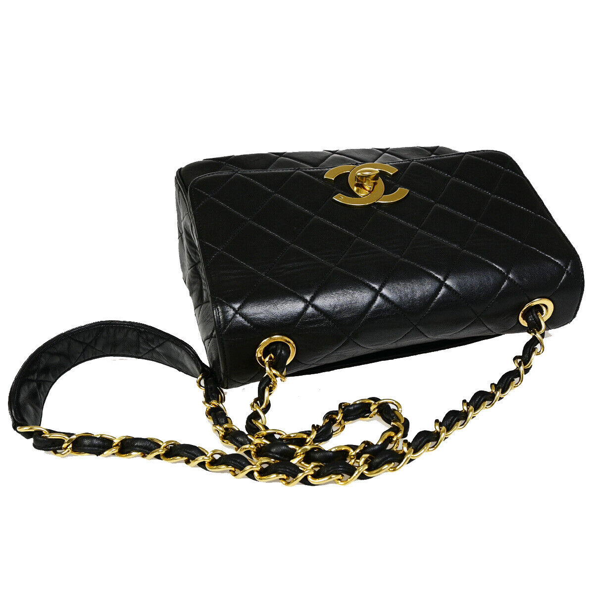 CHANEL CC Logo Matelasse 25 Chain Shoulder Bag Leather Black GHW France 705RJ883