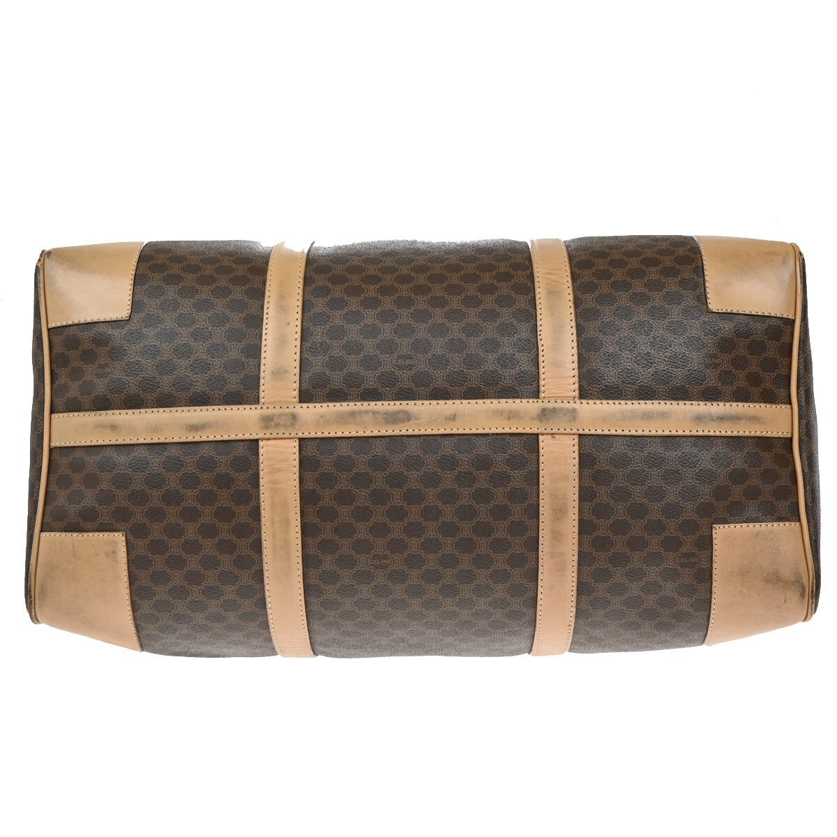 CELINE Logo Macadam Pattern Travel Hand Bag PVC Leather Brown Italy 02EE152