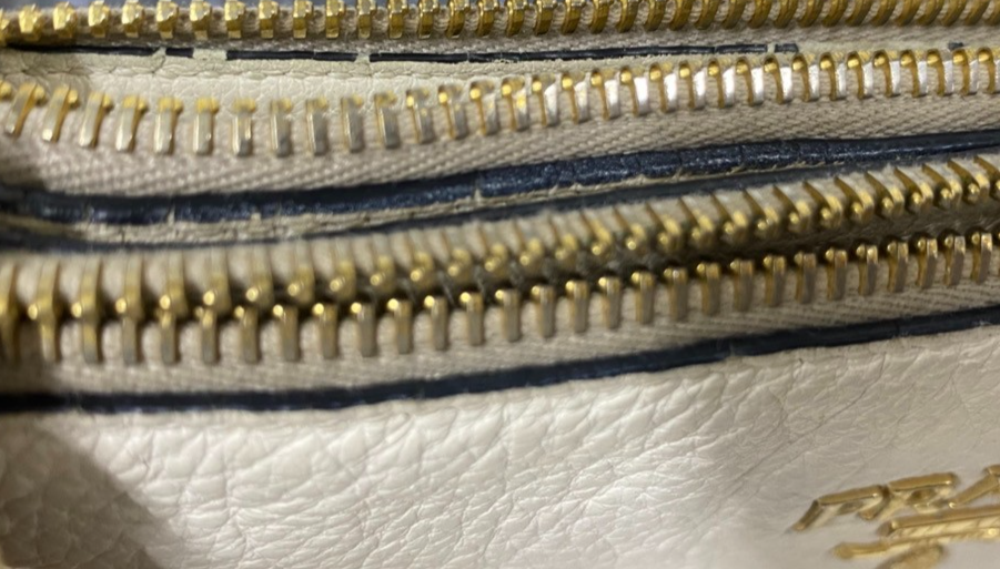 PRADA Logo Crossbody Mini Shoulder Bag Vitello Daino Leather White GHW 76KC639