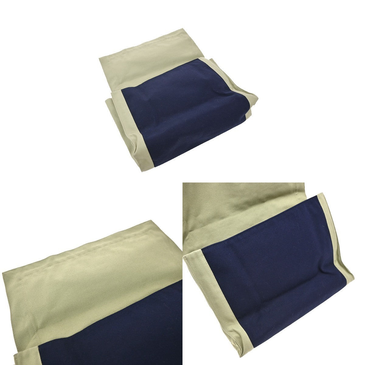 HERMES Logo Tapidocel Clutch Bag Cotton 100% Canvas Blue Beige 68RP137