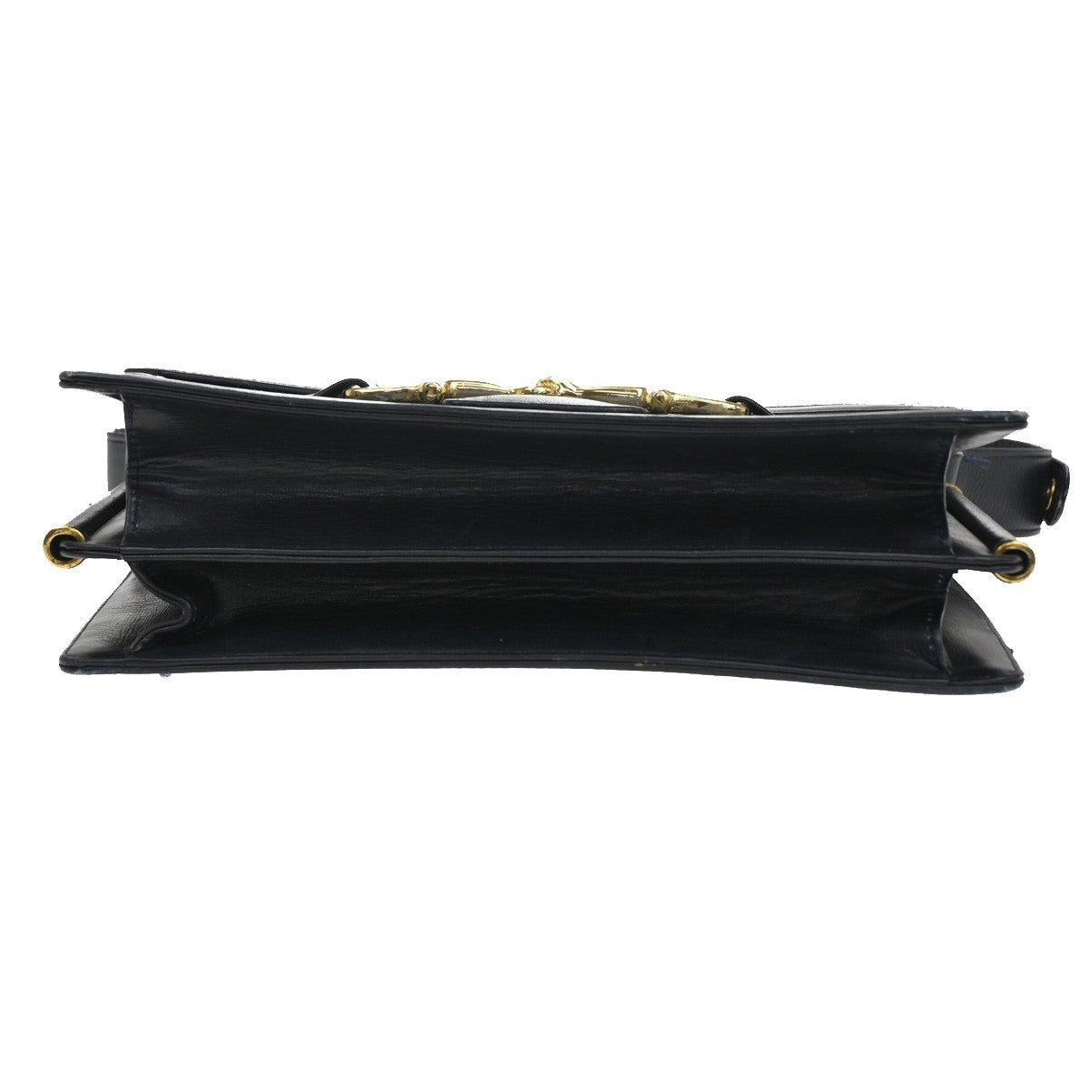 CELINE Logo C Macadam Horse Carriage Shoulder Bag Canvas Leather Navy 31CA386