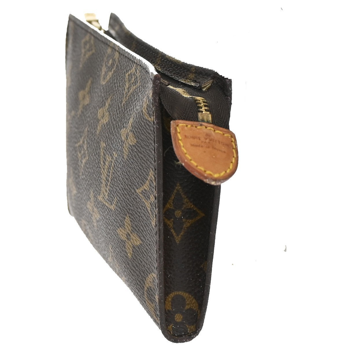 LOUIS VUITTON Logo BUCKET PM Pouch Bag Monogram Leather Brown France 04KB551