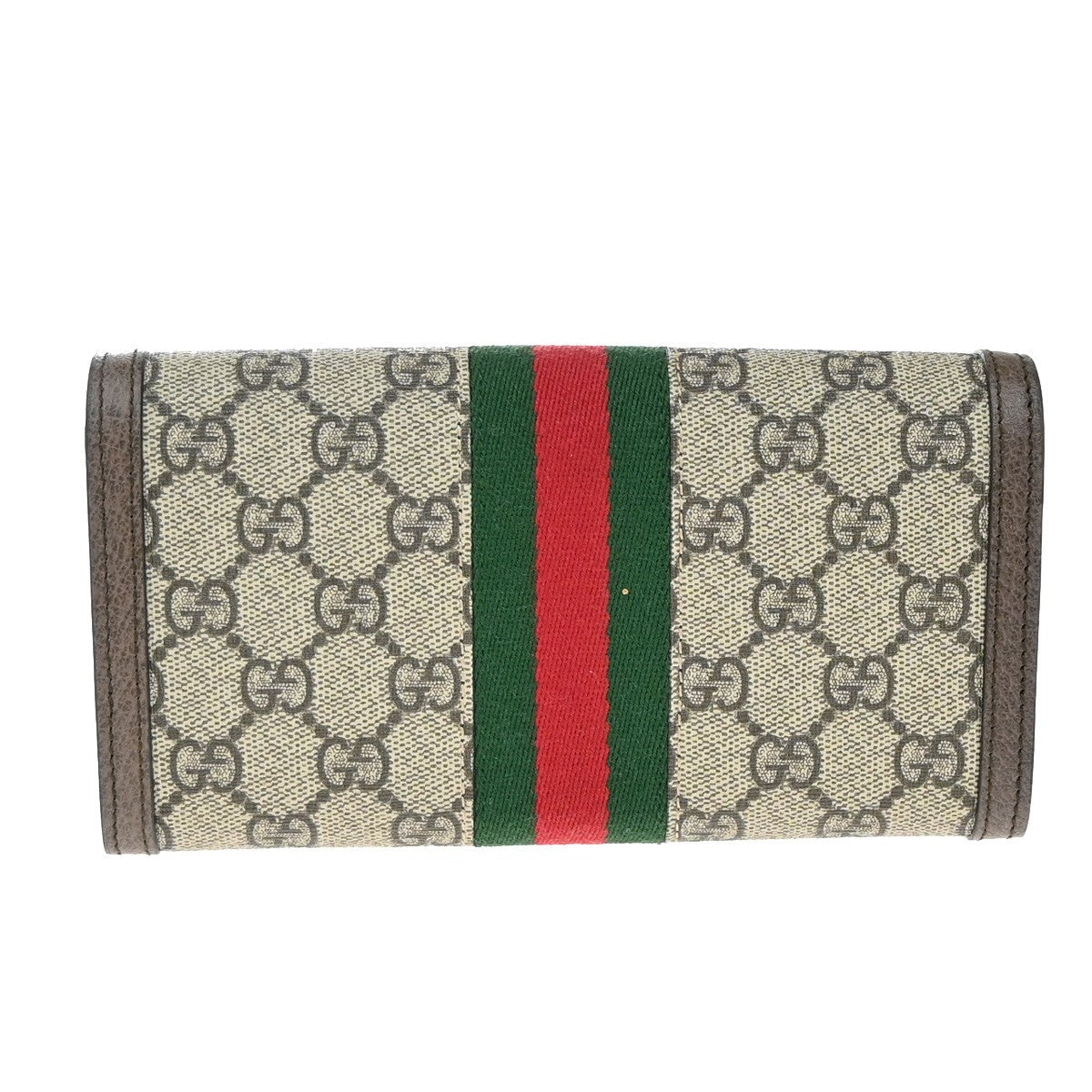 GUCCI Logo GG Pattern Sherry Bifold Long Wallet Supreme Leather Brown 76RF647