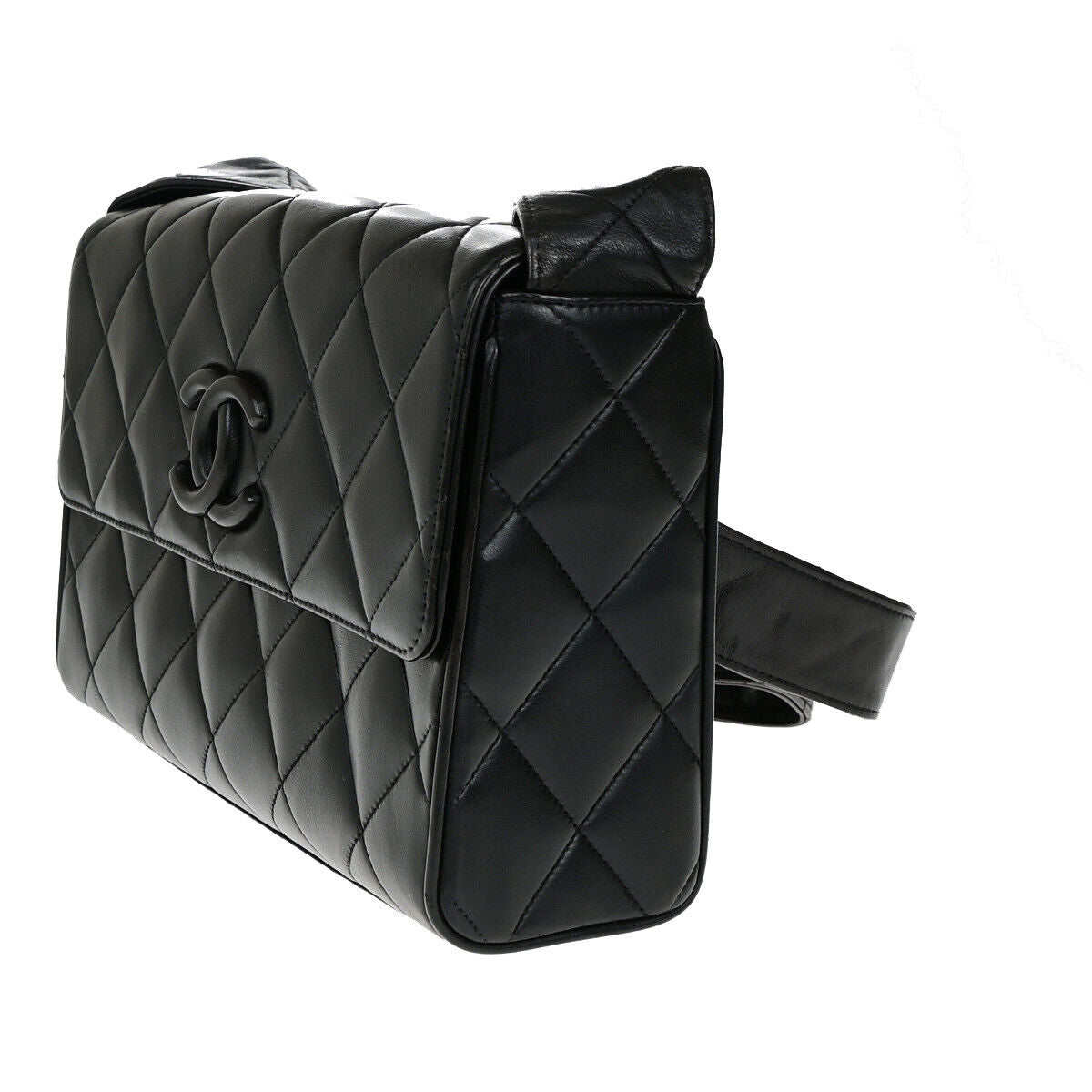 CHANEL CC Logo Matelasse Shoulder Bag Lambskin Leather BK GHW Vintage 321RK697