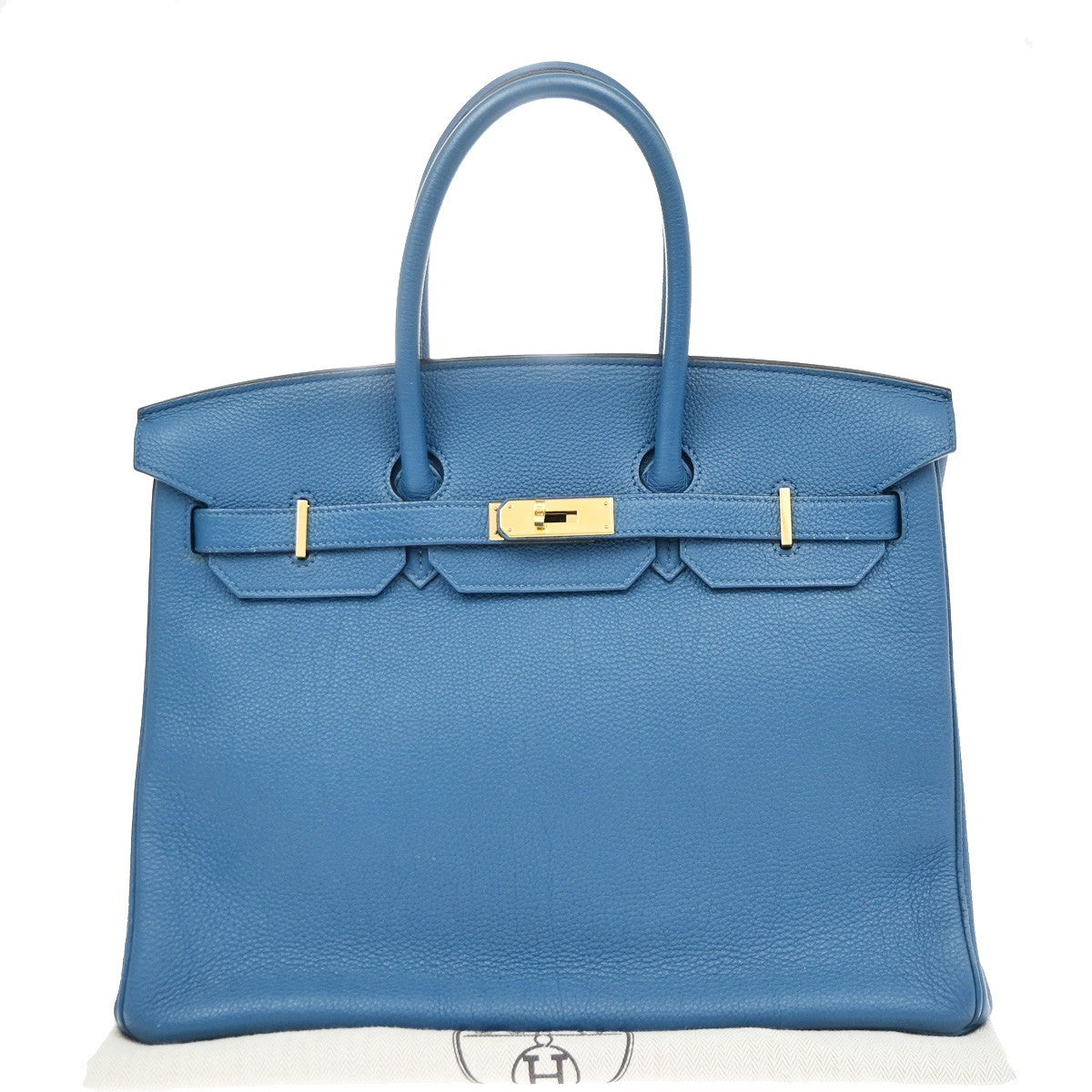 HERMES Birkin 35 Hand Bag Togo Leather Square Q Blue de Galice GHW 6600LC640