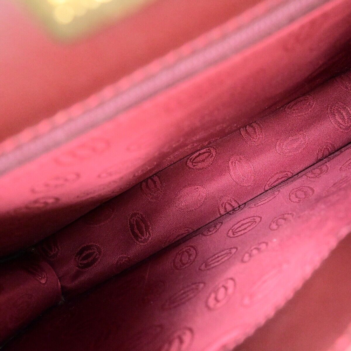 MUST DE CARTIER 2C Logo Clutch Hand Bag Leather Burgundy GHW Italy 05EC983