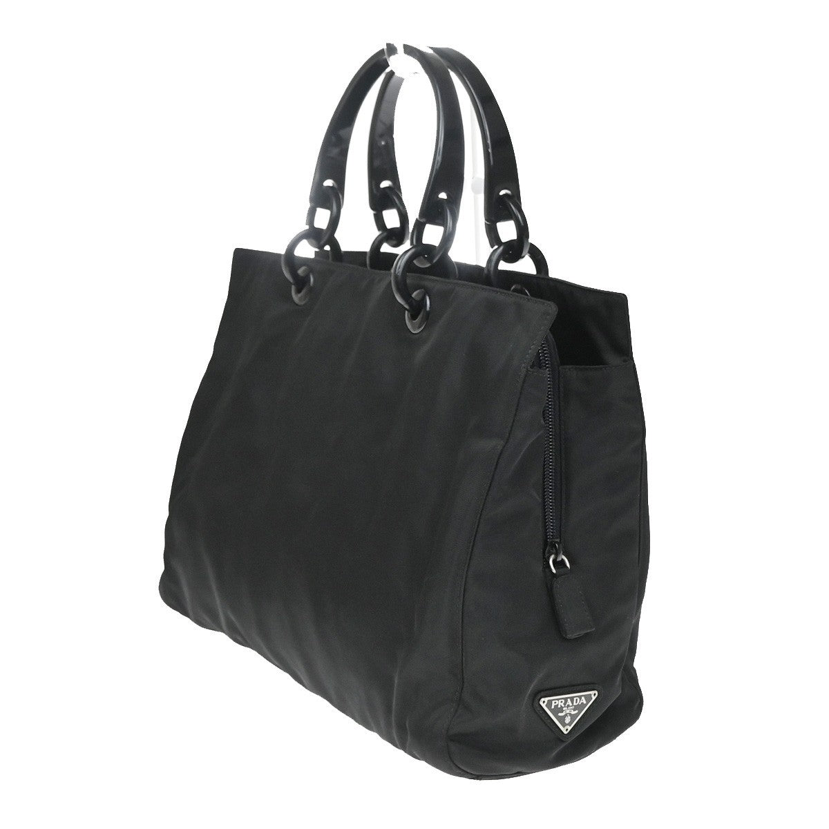 PRADA Logo Tessuto Chain Shoulder Hand Bag Nylon Black SHW Italy 31YJ089