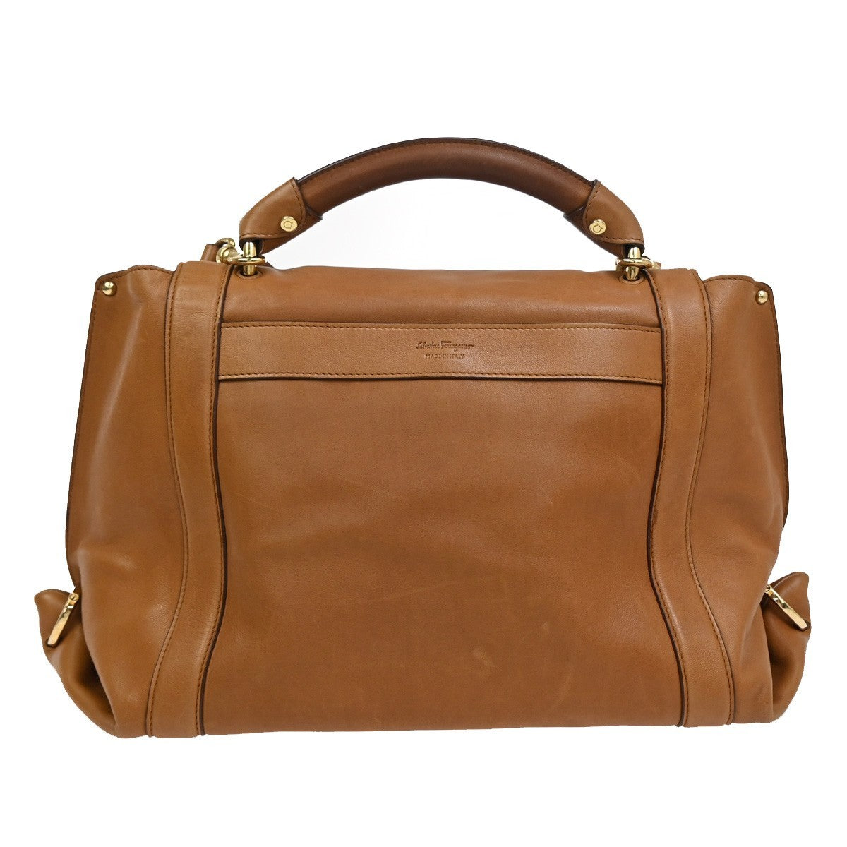 SALVATORE FERRAGAMO Gancini 2Way Shoulder Hand Bag Leather Brown GHW 31EG158