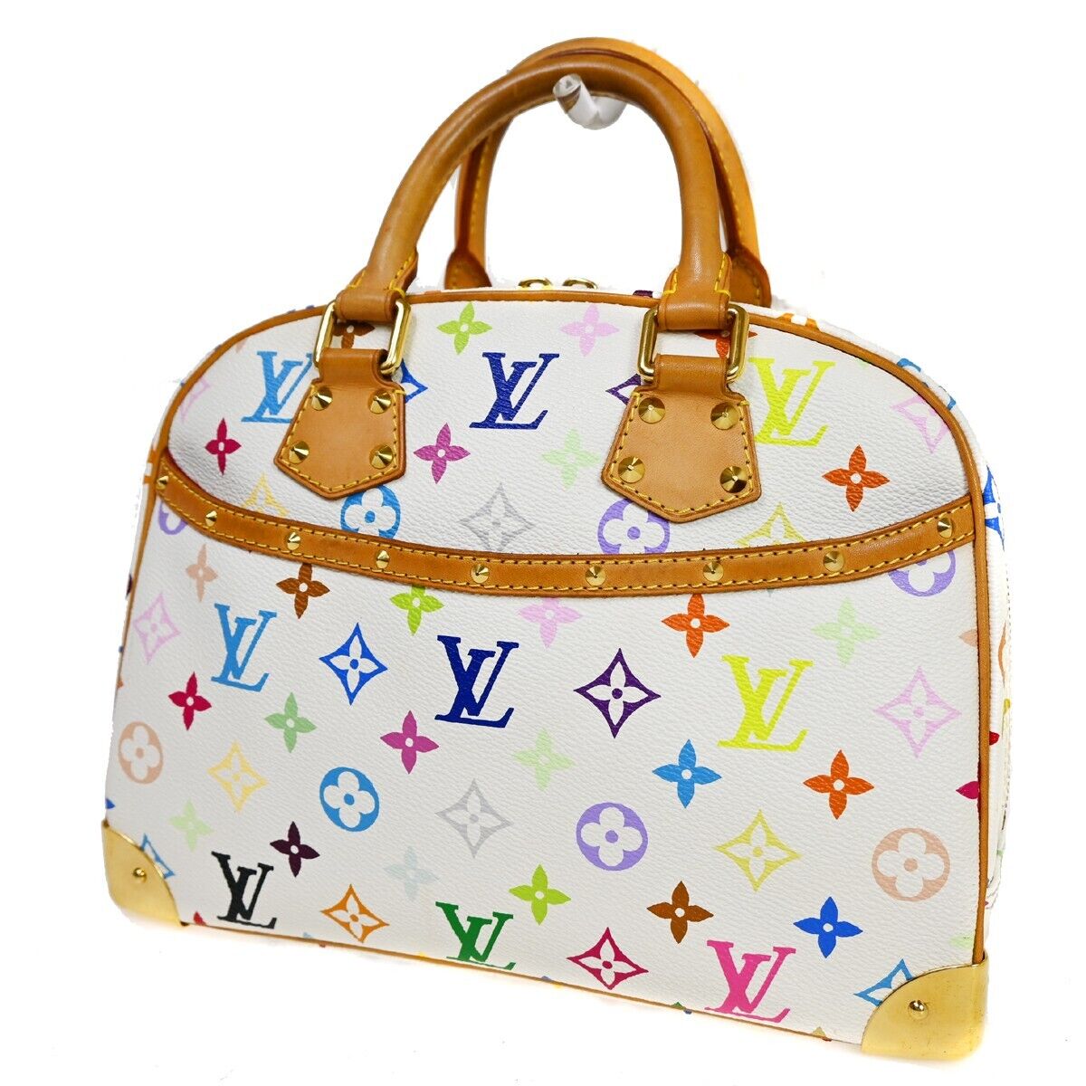 LOUIS VUITTON Trouville Hand Bag Monogram Multi Leather White M92663 40EA297