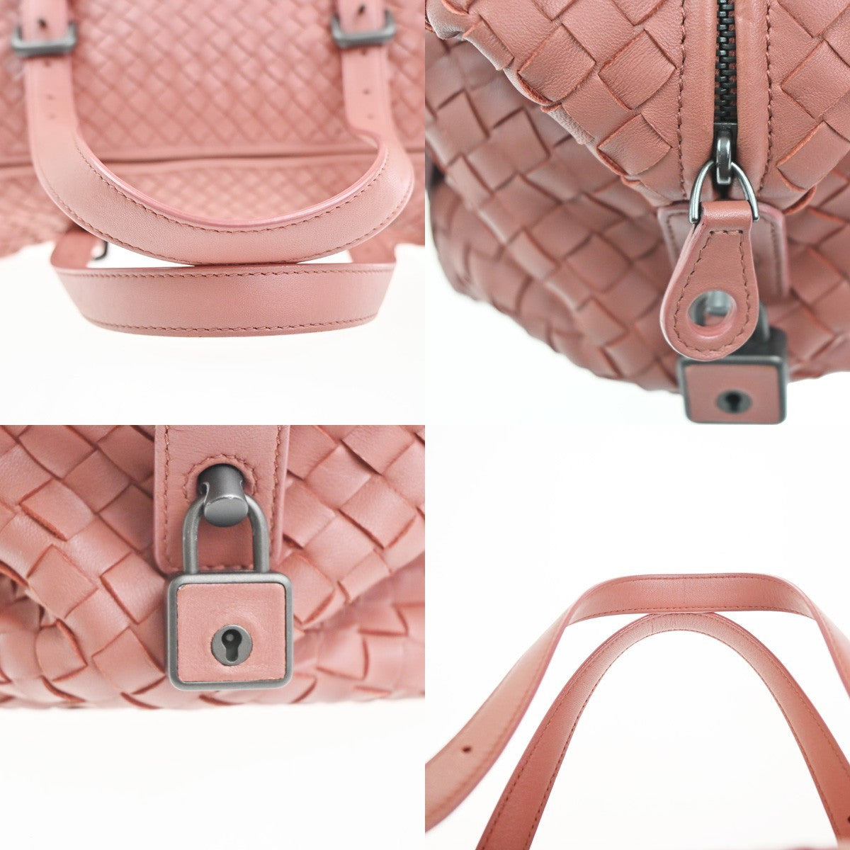 BOTTEGA VENETA Intrecciato Montaigne Shoulder Handbag Leather Pink Italy 53RL748