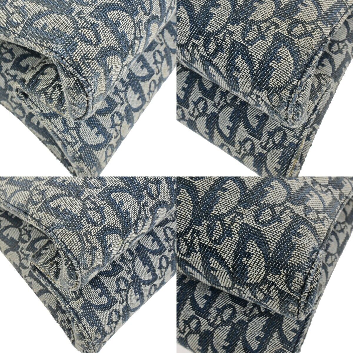 CHRISTIAN DIOR Trotter Pattern Shoulder Bag Canvas Leather Navy Blue 77ED282