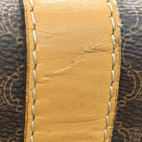 CELINE Logo Macadam Pattern Travel Hand Bag PVC Leather Brown GHW Italy 80TA473