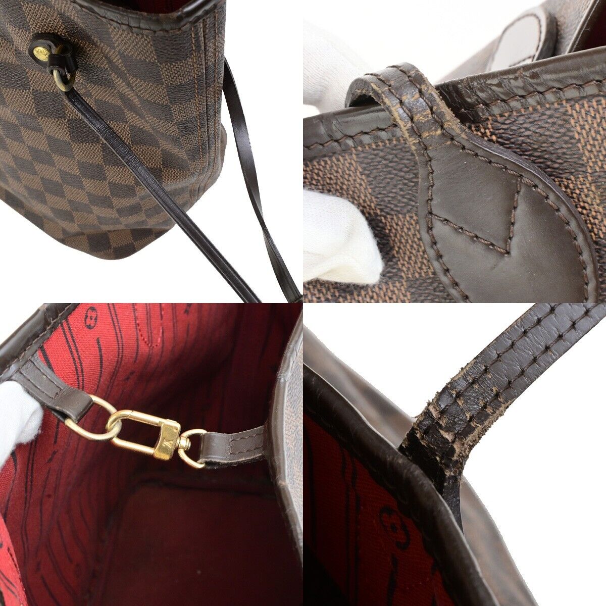 LOUIS VUITTON Neverfull MM Shoulder Bag Damier Ebene Leather BN N41358 18FB331