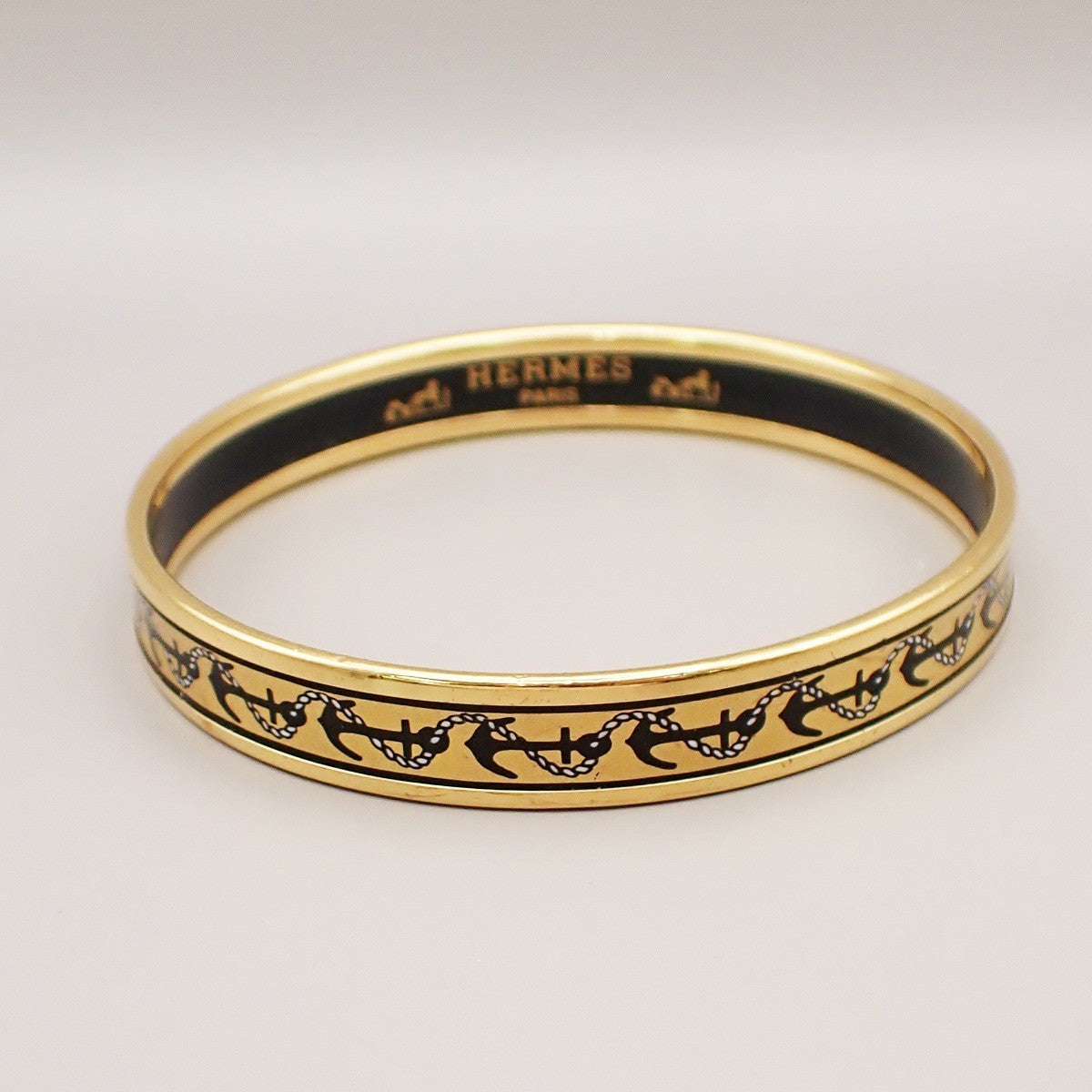 HERMES Email PM Bangle Bracelet  Enamel GHW Gold Made in Austria 30RL379