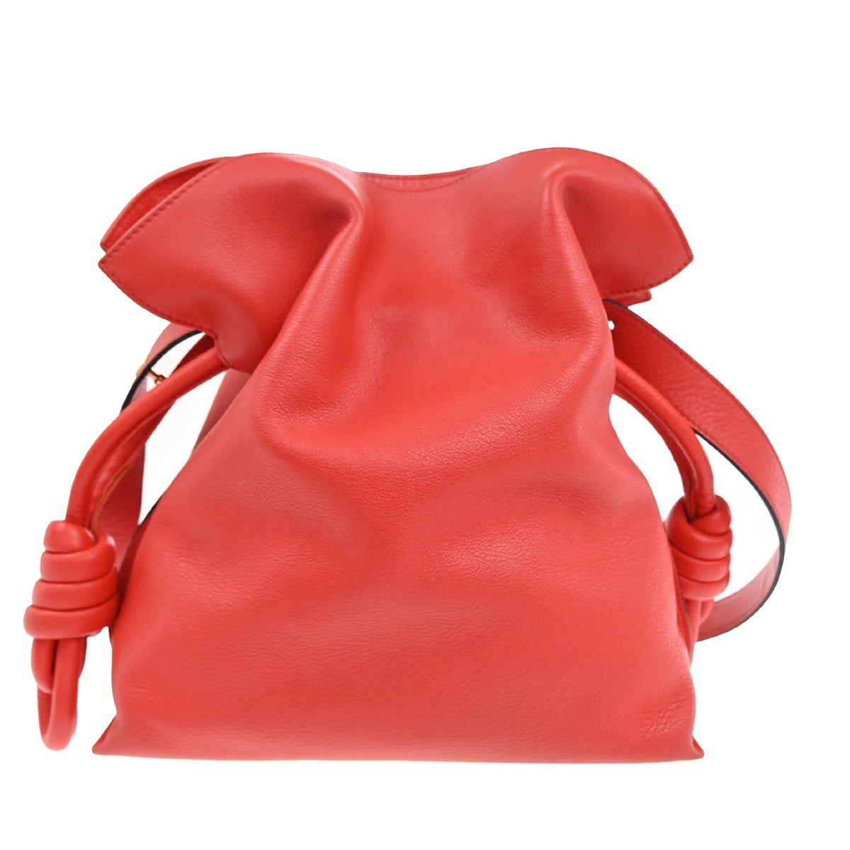 LOEWE Logo Flamenco Kont Anagram Shoulder Tote Bag Leather Red Spain 12RL860