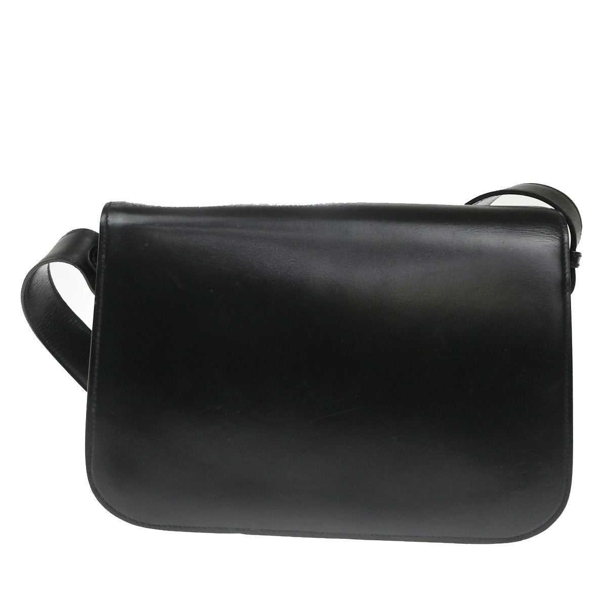 CELINE PARIS Logo Horse Carriage Shoulder Bag Leather Black Gold Italy 38CA739