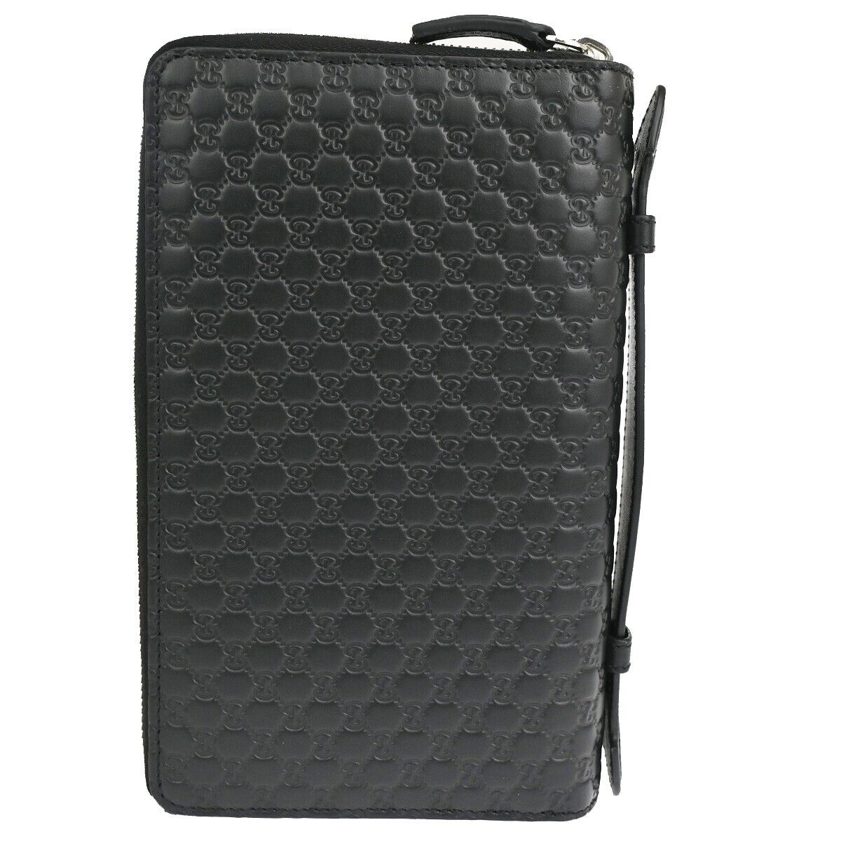 GUCCI Micro GG Guccissima Travel Case Wallet Leather Black SHW Italy 18YE185