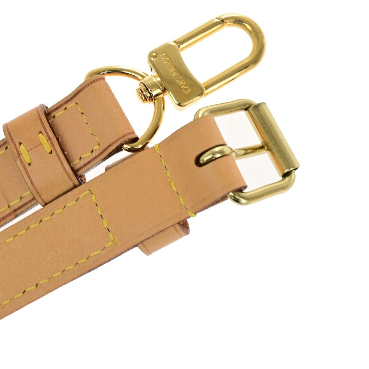 LOUIS VUITTON Logo Shoulder Strap Leather Brown Gold Bag Accessory 68YF257