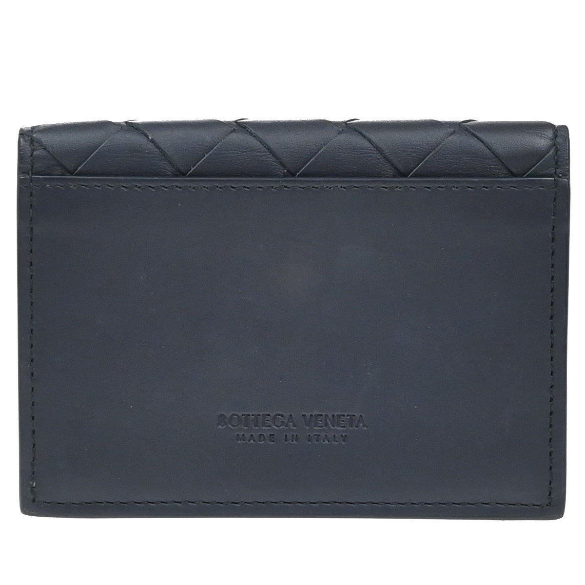BOTTEGA VENETA Logo Intrecciato Card Case Wallet Leather Navy Blue Italy 66EF707