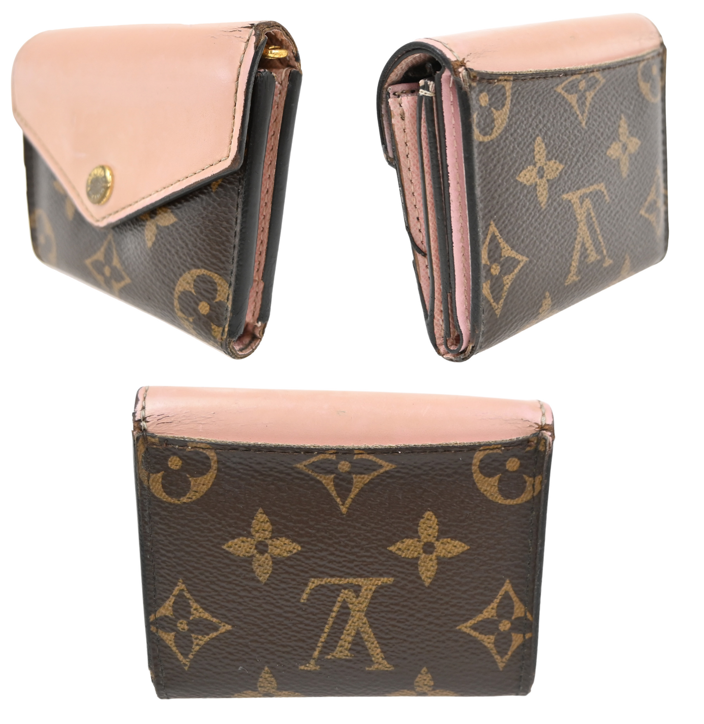 LOUIS VUITTON LV Logo 3 Set Wallet PM Agenda Vernis Monogram Leather BN 67KC672