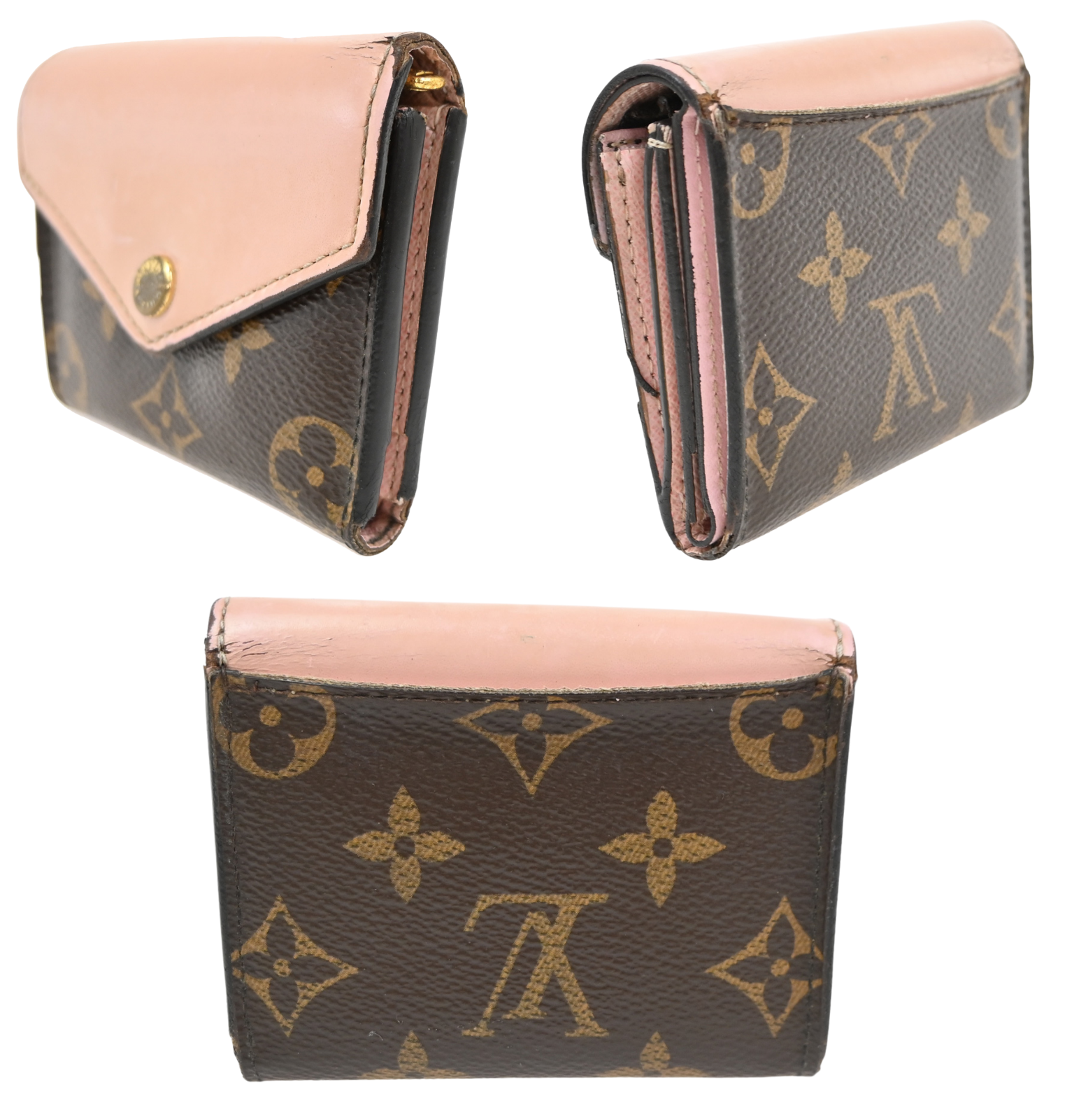 LOUIS VUITTON LV Logo 3 Set Wallet PM Agenda Vernis Monogram Leather BN 67KC672