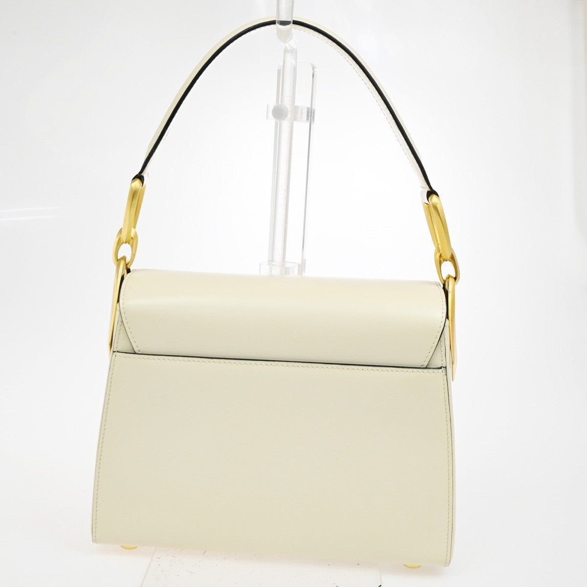 CELINE 2Way Hand Shoulder Crossbody Bag Leather White GHW Italy 31TA677