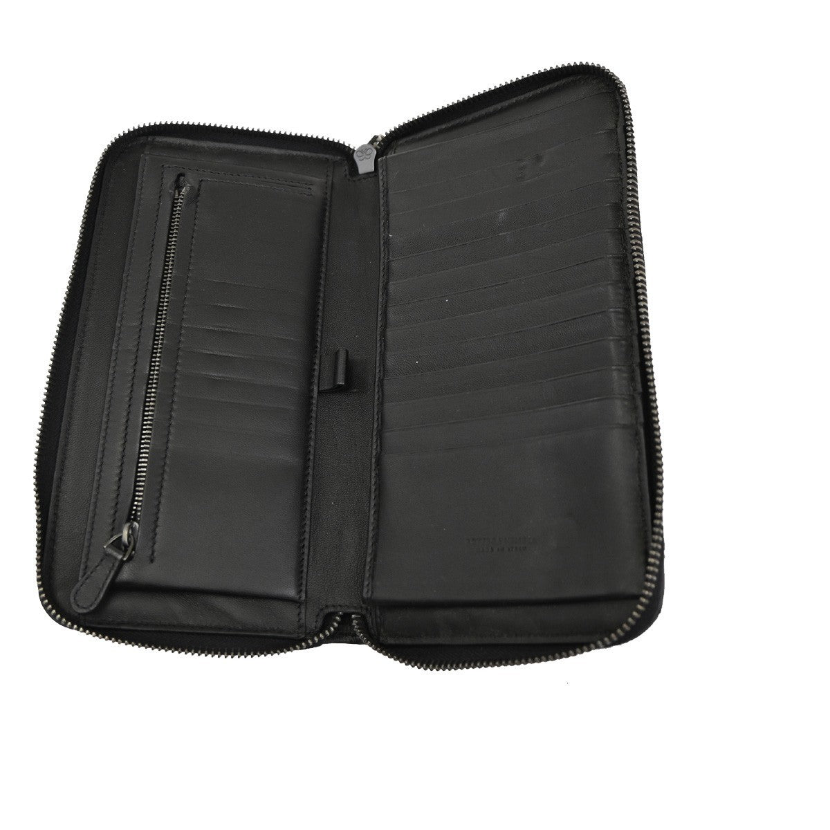 BOTTEGA VENETA Intrecciato Long Zipper Around Wallet Leather Black 67KB774