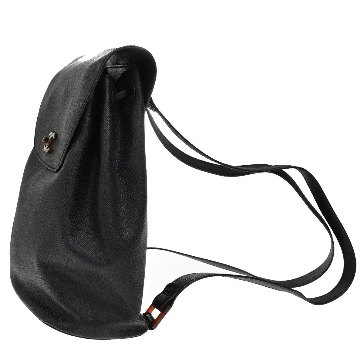 CHANEL CC Logo Backpack Bag Leather Plastic Black GHW Italy Vintage 620RF612