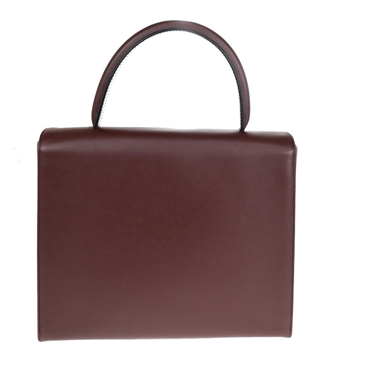 CARTIER 2C Logos Hand Bag Leather Burgundy Gold-Plated Made In Italy 76RK751
