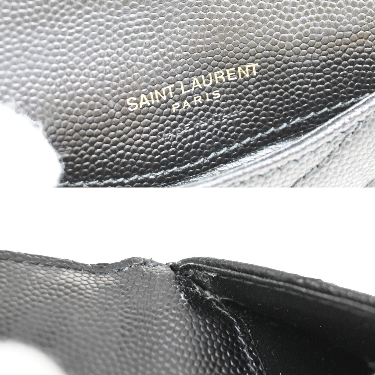 SAINT LAURENT YSL Logo Compact Bifold Wallet Leather Black GHW Italy 87EE549