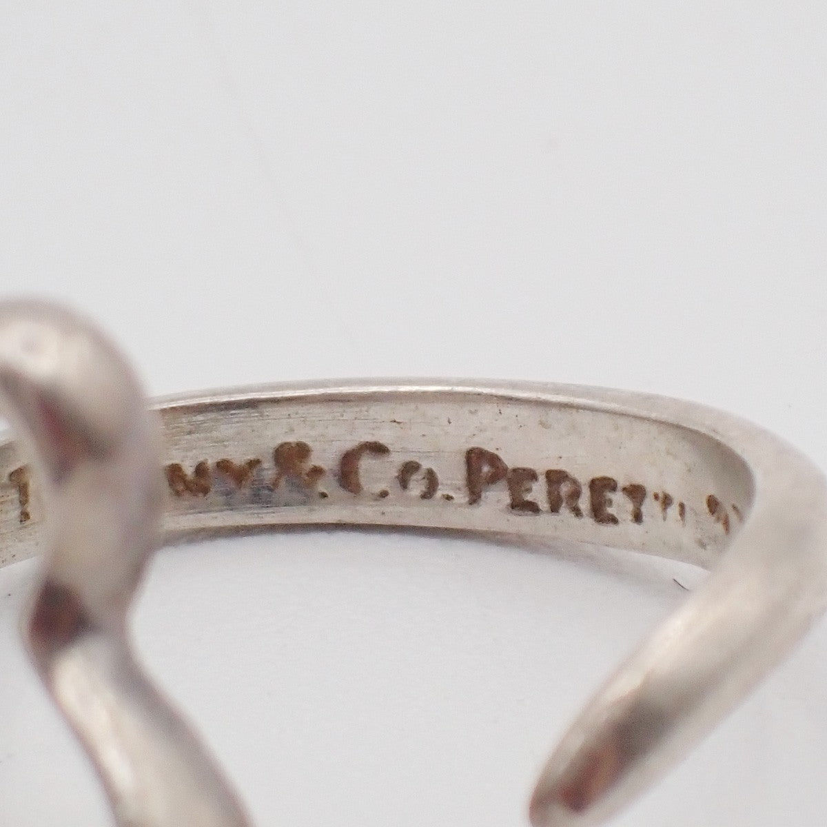 Tiffany & Co. Logo Elsa Peretti Open Heart Ring US6.5 Silver 925 01AA140
