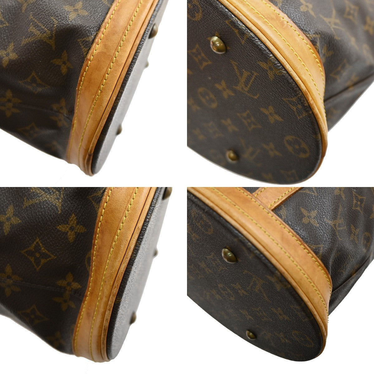 OUIS VUITTON BUCKET GM Shoulder Tote Bag Monogram Leather Brown M42236 65SA056