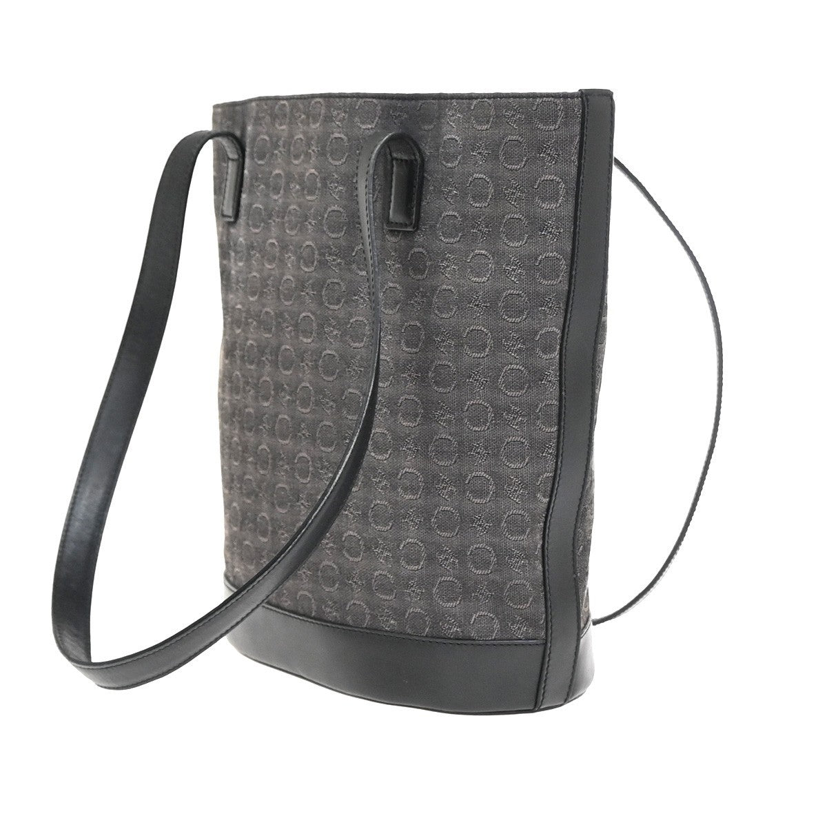 CELINE C Macadam Shoulder Hand Tote Bag Canvas Leather Black SHW Italy 34KC678