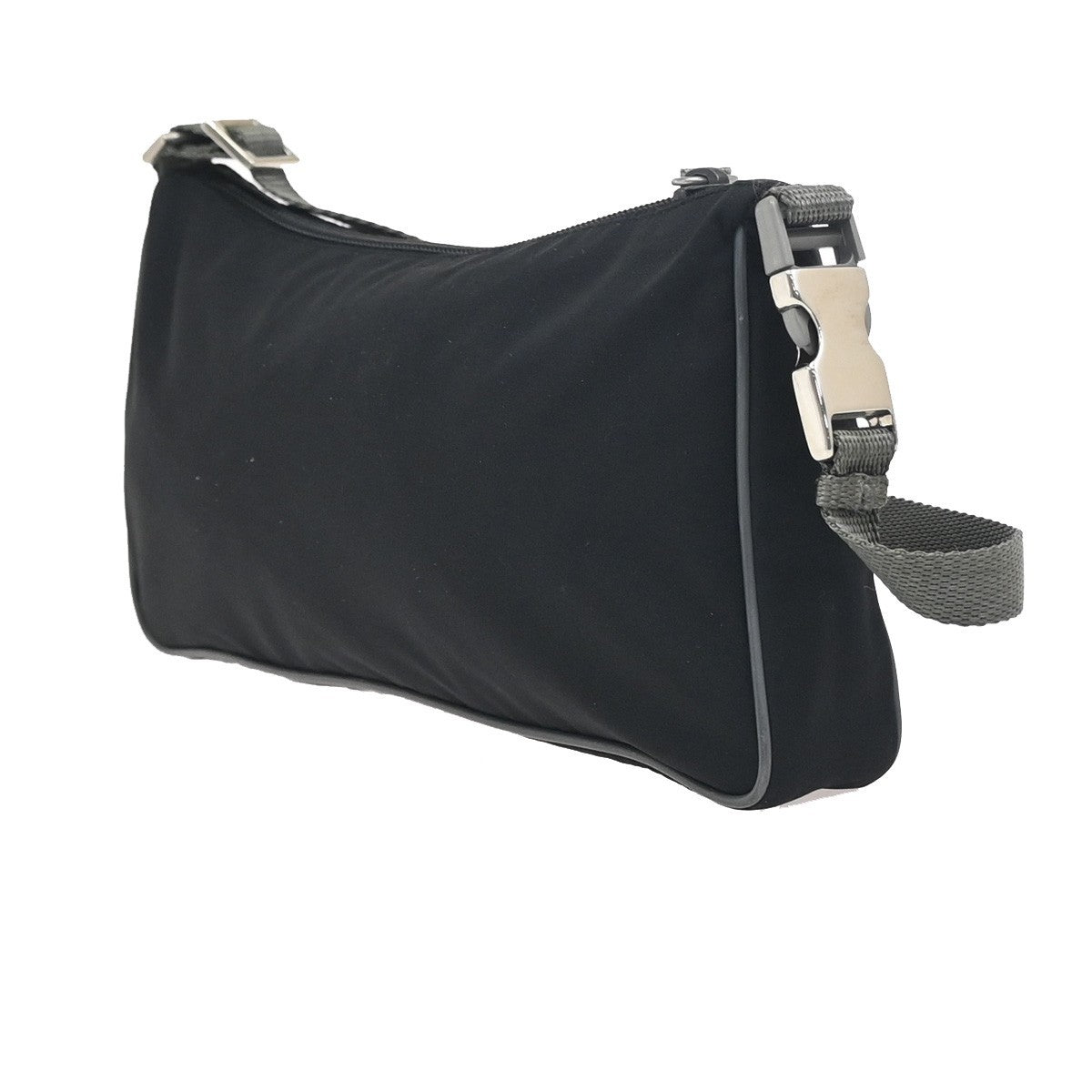 PRADA Logo Sport Mini Pochette Shoulder Bag Nylon Canvas Black SHW 05ZA334