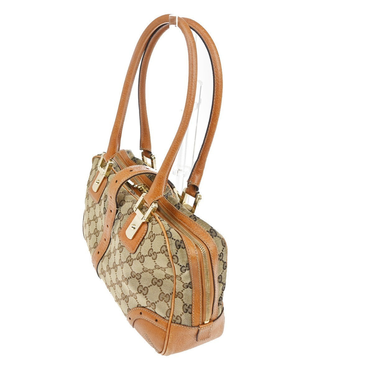 GUCCI GG Pattern Shoulder Tote Bag Canvas Leather Brown GHW Italy 80TA329