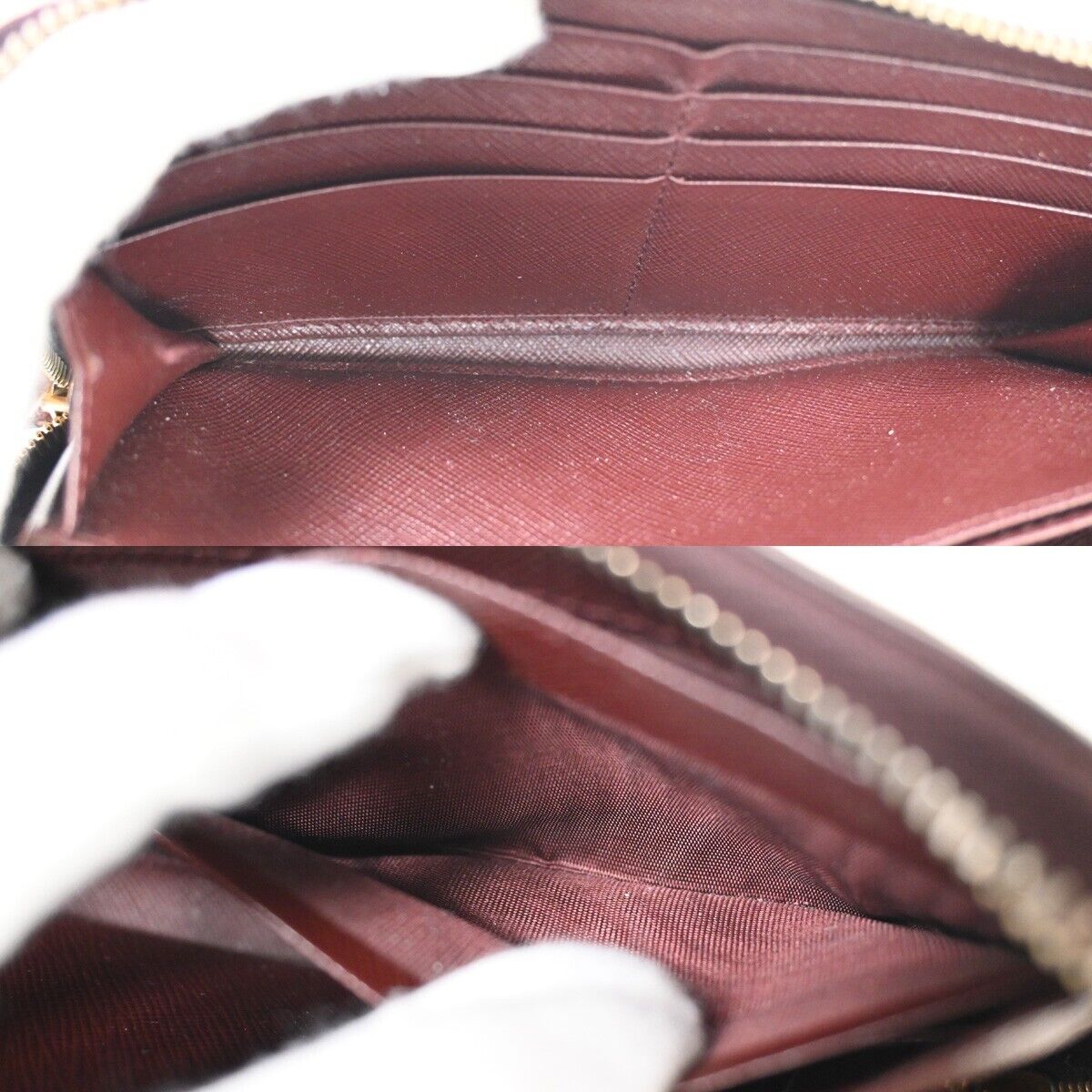 PRADA Logo Saffiano Long Zipper Wallet Purse Leather Brown GHW Italy 02YD998