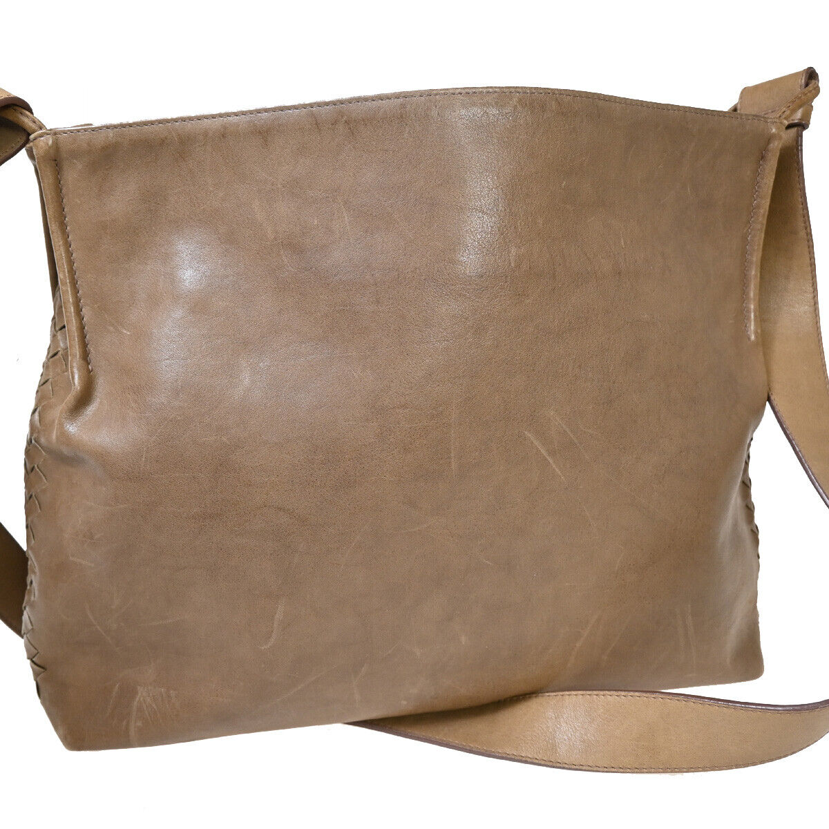 BOTTEGA VENETA Logo Intrecciato Shoulder Bag Leather Brown Italy 30YE318